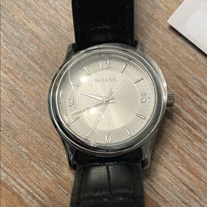 Bulova Classic Silver Dial with Black Strap